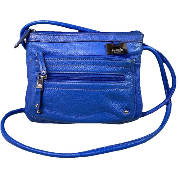 Tignanello Handbags - Tignanello Women's Leather Royal Blue Crossbody Purse Tons Pockets 7.5x9x1.5"
